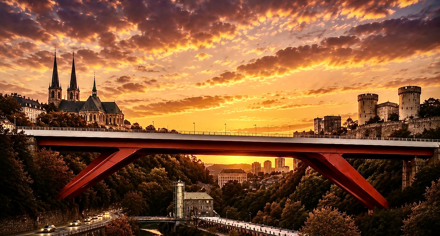 Panorama de Luxembourg avec Le Pont Rouge